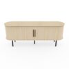 fautostary TV Stand 58" Oak Fluted Sliding Door Media Console Oval Tabletop