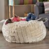 Faux Fur Bean Bag Chair for Adults, Oversized Fluffy Lounge Sofa for Living Room