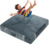 FBSPORT Crash Sensory Pads for Kids,Sensory Crash Mat for Autistic Kids with Extra 4" EPE Crash Sensory Pad for Enhanced Security,Soft Foam Blocks Washable Velvet Cover,Jump,Play,Therapy-4×4 Ft(Gray)