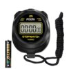 FCXJTU Simple Stopwatch Timer, Single Lap Stopwatch Countdown Timer, No Hourly Beep, On/Off, AAA Battery(Included), Large Display, Easy to Use, Ideal for Kids Coaches Black