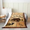 Feelyou Cute Bear Flannel Fleece Throw Blanket Kids Deer Hunting All Season Bed Blanket for Sofa Couch Teens Antlers Fuzzy Blanket Breathable Lodge Western Farmhouse Orange Plush Blanket 40"x50"