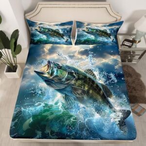 Feelyou Pike Fish Bed Sheets Set Kids Boys Queen