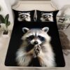 Feelyou Raccoon Fitted Sheet Twin Size for Boys Girls Teens Cute Kawaii