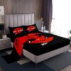 Feelyou Sexy Red Lips Bed Sheet Set Get Naked Bedding Set for Couple Lover Men Women Funny Quotes Fitted Sheet Modern Fashion Stylish Black Red White Bed Cover Room Decor Queen Size 4Pcs