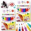 Feidkia 18PCS Popcorn Pens, 6 Colors 3D Safe Puffy Bubble Drawing Pens for Kids, DIY Bubble Pen with 10 Blank Cards, for Graffiti, Coloring, Birthday Greeting Cards Art Crafts，12pcs