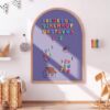Feifeiya Dusty Blue Large Magnetic Arch Wall Decal with Wooden Frame 40"x32" Arch Magnetic Chalkboard Self Adhesive Wall Board Sticker with 36 Magnet Letters Chalk Board Wallpaper Roll