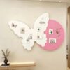 Felt Bulletin Board 3D Butterfly Decorative,Self-Adhesive Photo Notes Schedules Display Board with Pushpins,Cork Board Alternative (Pink,35.4x23.6in)
