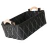 Felt Storage Basket with Wood Lid, Large Capacity Black Organizer