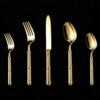 Felvixanor 60-Piece Gold Silverware Set for 12, Luxury Bamboo Cylindrical Handle 304 Stainless Steel, Embossed Mirror Polished Cutlery for Wedding, Banquet & Daily Dining, Dishwasher Safe