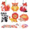 Fennoral 12 Pack Fall Craft Kit for Kids Make You Own Fall Animals Poke in Art Kit Fall Arts and Crafts DIY for Kids Boys Girls Party Supplies Thanksgiving Autumn Decoration