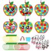 Fennoral 24 Pack Apple Crafts for Kids Make Your Own Back to School Apple Suncatchers with Emotion Stickers DIY Art and Craft Classroom Ornaments for First Day of School Activities Fall Party Decor