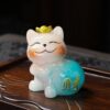 FENNYYAR Resin Lucky Cat Color-changing Tea Pet, 6.5cm 2.4in, Table Decorations Kung Fu Tea Set