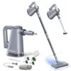 FEPPO Steam Mop & Detachable Handheld Steam Cleaner for Home and Floor (Gray)