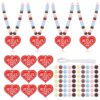 Ferreve 24 Sets Easter Boho Religious Beaded Necklace Crafts Kit DIY Jesus Loves Me Heart Bead Craft Bible Christian Necklace Making Kit Bulk for Easter Sunday School Vbs Gifts