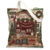Festive Farmers Market Holiday Scene Stall Canvas Tote Bag 13x15 Inch