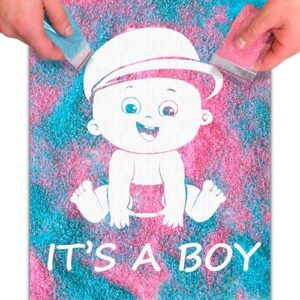 FETTIPOP Magic Art Canvas, Exposuring Sand Art (Gender Reveal – It’s a boy - cap) – Surprise Baby Shower Pregnancy Announcement, Unique Gift 7.9x9.8 inch