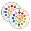 FewNvWa 2X Silent Wall Clock Kids Learning Telling Time Teaching Clock Orange Flower