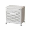 FewNvWa Folding Laundry Basket Double Compartment Hamper Cart Rolling Clothes Hamper With Lid Ventilated PP Construction Foldable Slim profile With handle and, White, Short
