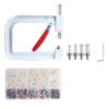 FewNvWa Manual Bead Machine Hand Operated Bead Press Manual Setter Rivet with Threaded Heads Solid Iron Frame Ergonomic Lever Suitable for Textile embellishing Quilting Projects Sewing Tables, White