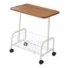 FewNvWa Rolling Utility Cart Mobile Side Table Bedside Table Sofa Side Table Couch End Table with Detachable Basket and 360 Rotation Wheels Suitable for, White Legs