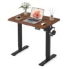FEZIBO 32" Small Electric Standing Desk Height Adjustable Desk, Dark Walnut