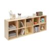FFIHAKL 10 Cube Storage Organizer, 2-Tier Solid Wood Shelf Bookcase