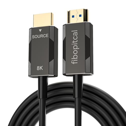Fibopitcal Fiber Optic HDMI 2.1 Cable – Ultra High Speed 48Gbps, Supports 8K@60Hz /4K/120Hz, Thin & Flexible Design, High Durability, Compatible with All HDMI 2.1 Device (Diretional-Fiber, 40ft)