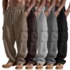 Ficerd 5 Pack Mens Cargo Sweatpants with Pockets, 5-Color, Medium