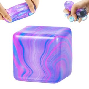 Fidget Cube Squishy Toy, Maltose Stress Ball, Sensory Squeeze Toy (Purple)