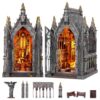 fifijoy Book Nook Kit - Abandoned Gothic Church DIY Miniature Dollhouse for Adults and Teens, Booknook Tiny House Bookshelf Decor 3D Wooden Puzzle with LED Lights, Creative Gifts for Family, Friends