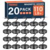 FINDMAG Black Magnetic Hooks, 110LB+ Magnet Hooks for Fridge, 20 Pack