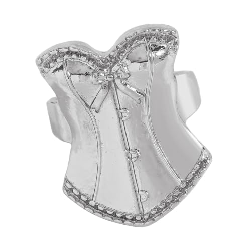 Finger Jewelry Featuring Sculpted Dress Artwork, Adjustable Fit and Metallic Detail for Creative Looks Adjustable Finger Jewelry Dress Figure Accessory Ribbon Accent Alloy Metallic Cosplay Streetwear