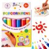 Finndeen Popcorn Pens,3D Art Safe Puffy Popcorn Pens,6 Colors DIY Bubble Popcorn Drawing for Greeting and Birthday Cards for Kids，6PC