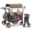 First Ride On Wagon Stroller Two Seaters Brown