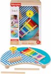 Fisher-Price Wood Toddler Toy Musical Table, 3-Piece Wooden Percussion Instrument for Developmental Play Kids Ages 2+ Years