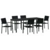 Fisinber 7-Piece Outdoor Garden Dining Set with Table and 6 Chairs Black