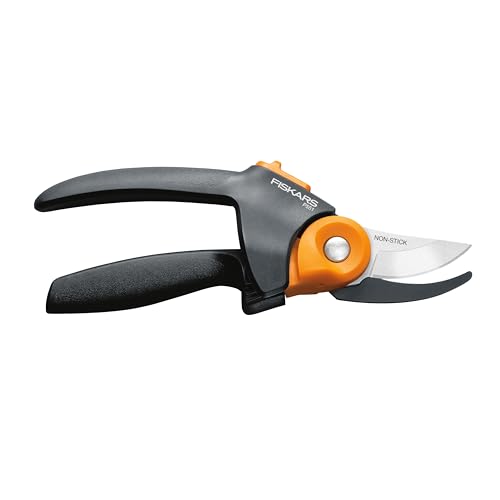 Fiskars PowerGear2 Pruning Shears, Patented Gear Technology & Cam Mechanism Multiplies Leverage, Hardened Steel Bypass Blade, Contoured Rolling Handle Reduces Hand Fatigue, 3/4" Cut Capacity