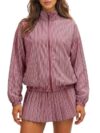 Fisoew Women‘s 2 Piece Striped Outfits Casual Stand Collar Zip Up Jackets Pleated Mini Skirts Tennis Golf Workout Tracksuits