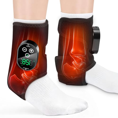 FitEase 2 Pack Cordless Ankle Heating Pad & Foot Massager, Rechargeable Ankle Massager with 6 Heat Levels & 3 Vibration Modes, Heated Foot Wraps for Ankle, Foot & Elbow, Portable Foot Warmer Braces