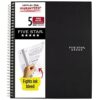 Five Star Spiral Notebook, 5 Subject, Wide Ruled Paper, Fights Ink Bleed, Water Resistant Cover, 8" x 10-1/2", 200 Sheets, Color Will Vary (05206)