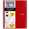 Five Star Spiral Notebook + Study App, 1 Subject, Graph Ruled Paper, 8-1/2" x 11", 100 Sheets, Fights Ink Bleed, Water Resistant Cover, Fire Red (620000D) (Pack of 12)