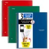 Five Star Spiral Notebook + Study App, 3 Pack, 3 Subject, College Ruled Paper, Fights Ink Bleed, Water Resistant Cover, 8-1/2" x 11", 150 Sheets, Green, Red, Blue (820193)