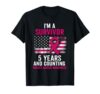 Five Year Survivor Pink Ribbon Patriotic Awareness Graphic T-Shirt