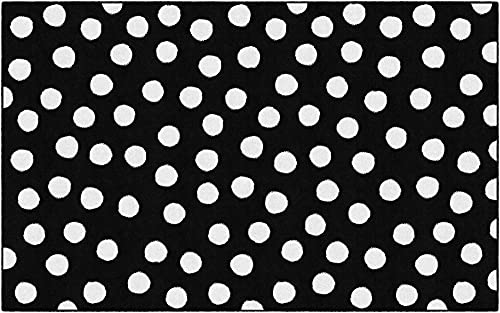Flagship Carpets Picasso Painted Dots Classroom Area Rug for Indoor Classroom Learning or Kid Bedroom Educational Play Mat, 5'x7'6", Black