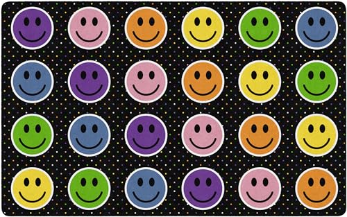 Flagship Carpets Smiley Seating (Seats 24) Classroom Area Rug or Educational Learning Mat, Carpet for Kids Room, Seating Rug or Playroom Carpet, 7'6" x 12', Black
