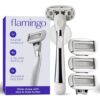 Flamingo Shaving Razor Set for Women - Razor Handle, 4 Razor Blade Refills, Shower Holder - Chrome (Pack of 10)
