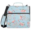 Flamingos Light Blue Zipper Binder Bag 3 Ring File Folder Portfolio Organizer Zippered Binder Bags with Strap Fits Laptop 500 Sheets for School College Office Supplies