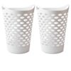 Flexible Round Laundry Hamper, White Plastic, 2 Pack