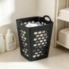 Flexible Square Black Plastic Laundry Hamper Clothes Basket