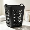 Flexible Square Laundry Hamper in Black Plastic